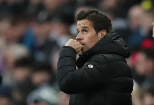 Fulham boss Marco Silva watches on from the touchline.