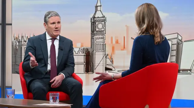 Keir Starmer being questioned by Laura Kuenssberg