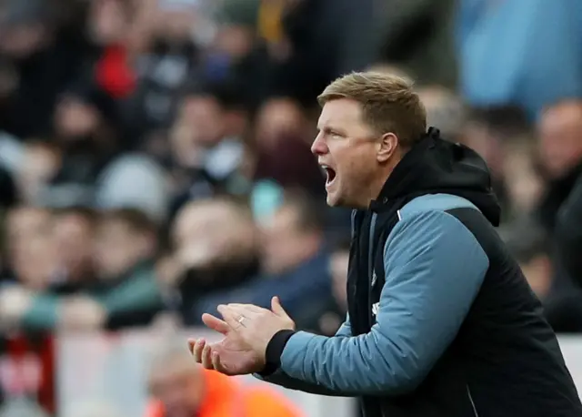 Eddie Howe encourages his Newcastle side.