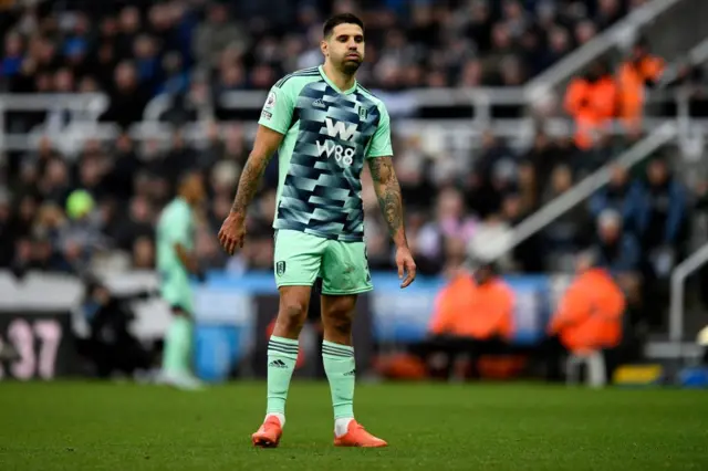 Aleksandr Mitrovic looks frustrated after his penalty is disallowed.