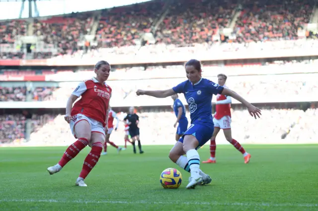 Chelsea's Jessie Fleming attempts to fire a cross into the box.