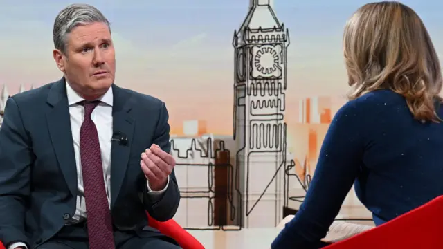 Keir Starmer being questioned by Laura Kuenssberg