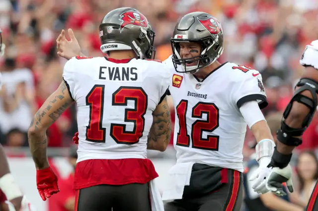 Mike Evans and Tom Brady celebrate