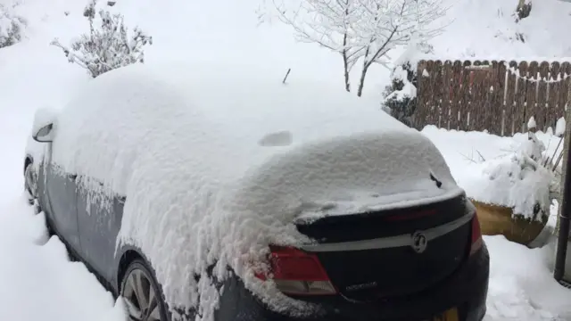 Snow covering a car