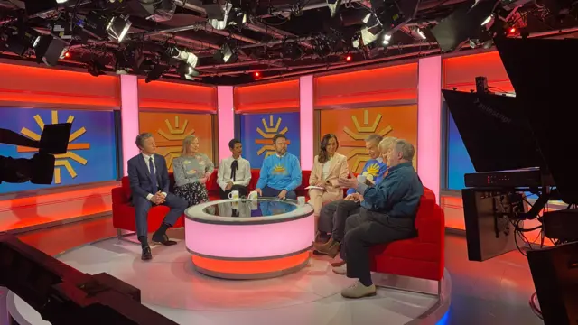 Presenters past and present  in the BBC Breakfast studio