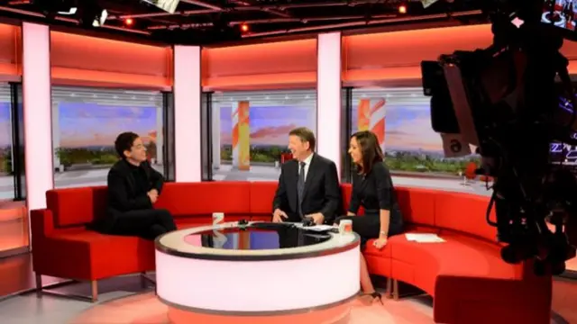 Kevin McHale being interviewed by Bill Turnbull and Sally Nugent