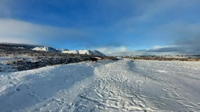 Snow on the ground in north-east Wales