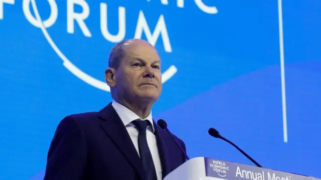 German Chancellor Olaf Scholz addresses the World Economic Forum (WEF), in Davos, Switzerland, January 18, 2023