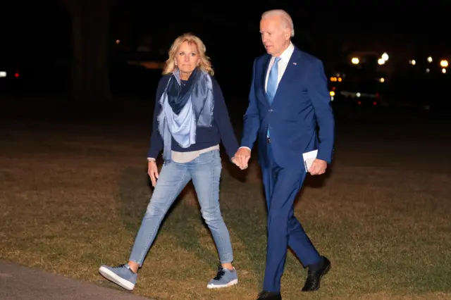 US First Lady Jill Biden walking with President Joe Biden at the White House on 11 January