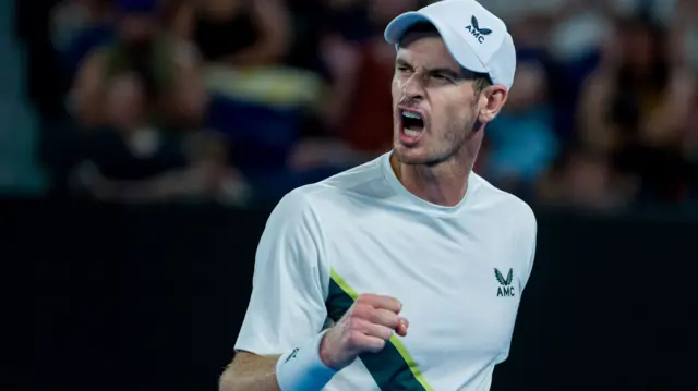 Andy Murray pumps his fist in celebration