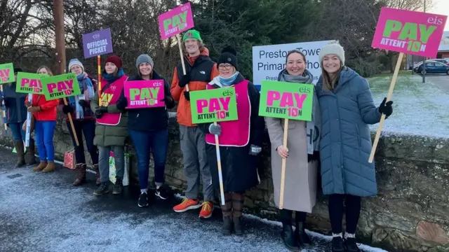 Teachers on the picket line at Preston Tower Primary School in Prestonpans