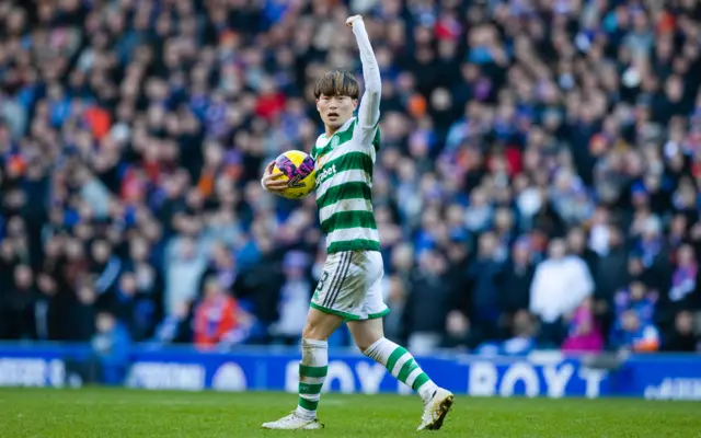 Kyogo celebrates his equaliser