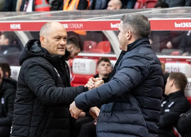 Stoke boss Alex Neil shakes hands with Preston's Ryan Lowe