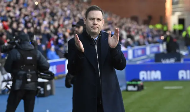 Rangers manager Michael Beale applauds the Ibrox fans