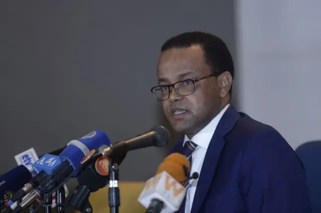 Yinager Dessie, Governor of the Central Bank of Ethiopia gives a press conference in Addis Ababa, Ethiopia on August 18, 2020.