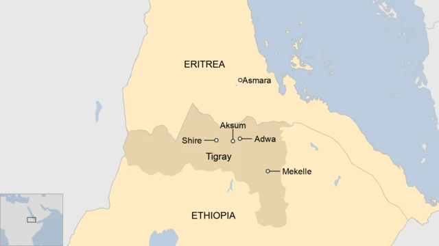 Map of Ethiopia and Eritrea