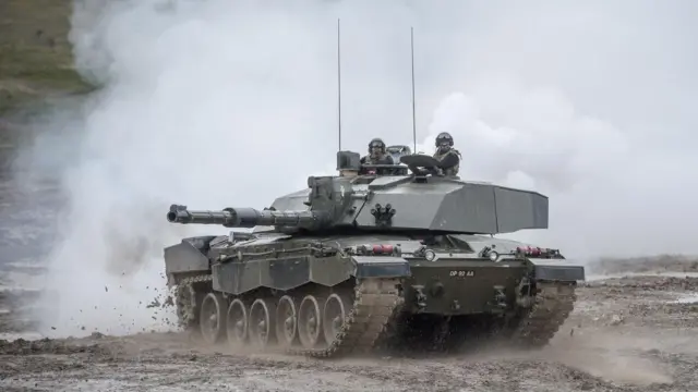 A Challenger II tanks at the Royal Tank Regiment HQ in Wiltshire