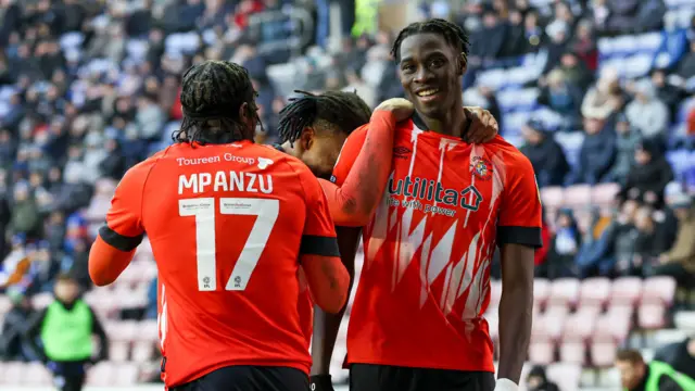 Elijah Adebayo celebrates his goal at Wigan