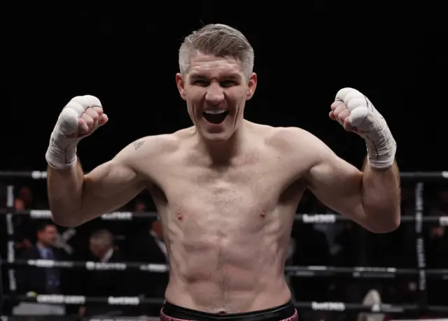 Liam Smith celebrates beating Chris Eubank Jr