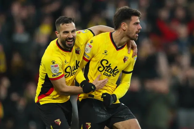 Watford celebrate their equaliser