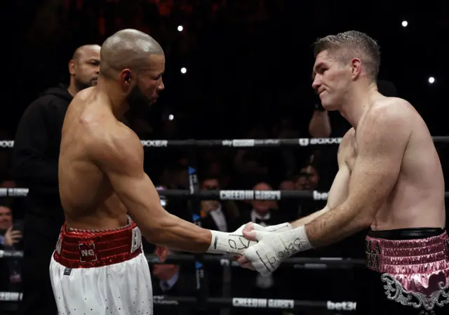 Liam Smith and Chris Eubank Jr shake hands