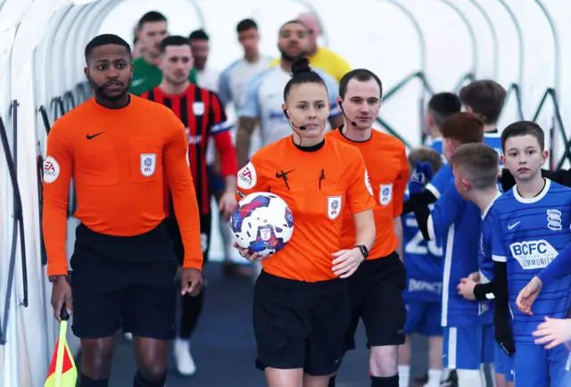 Rebecca Welch prepares to referee Birmingham v Preston