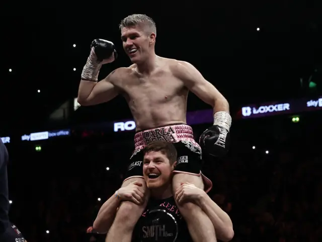 Liam Smith celebrates