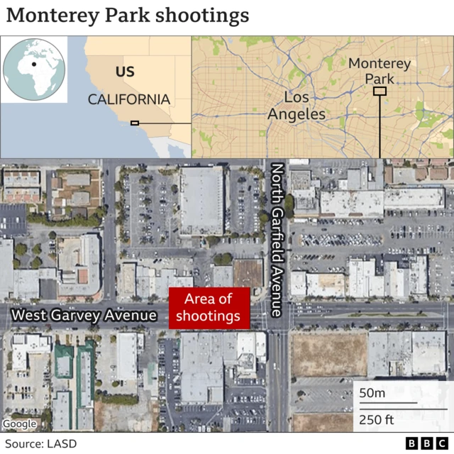 Map showing area of shooting