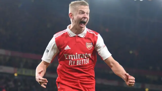 Oleksandr Zinchenko celebrating