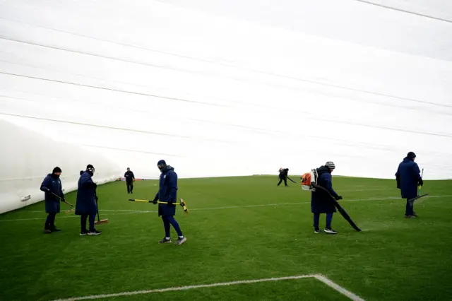 Ground staff at Kingsmeadow