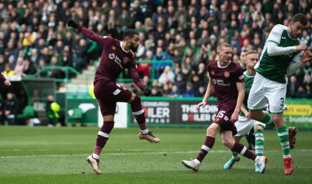 Josh Ginnelly cracks in the opening goal at Easter Road