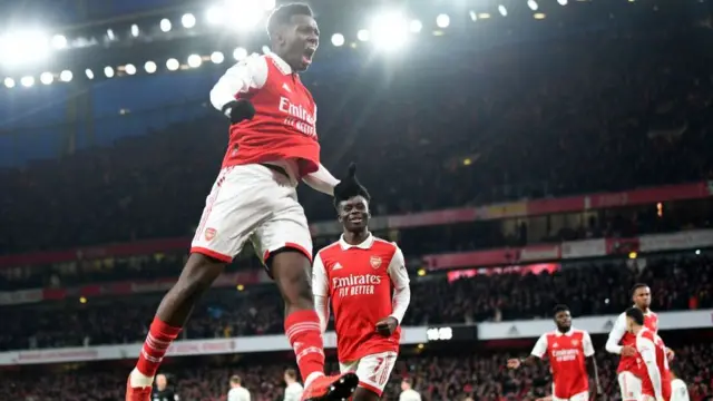Eddie Nketiah celebrates a goal
