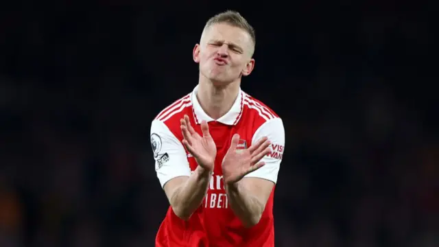 Oleksandr Zinchenko reacts after a missed chance