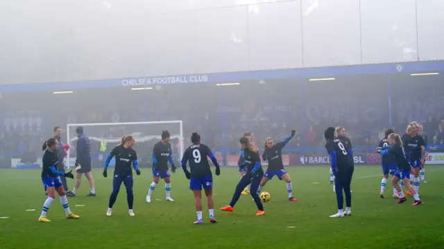 Chelsea players warming up