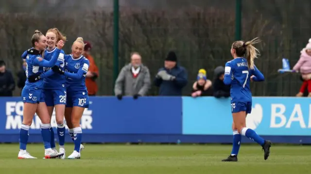 Everton players celebrating