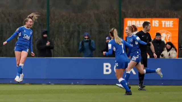 Everton players celebrating