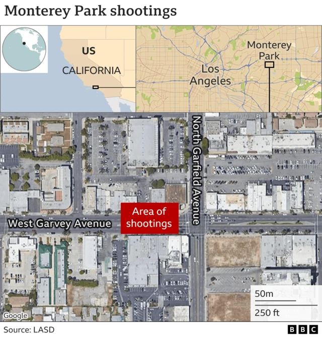 Map showing approximate location of shooting