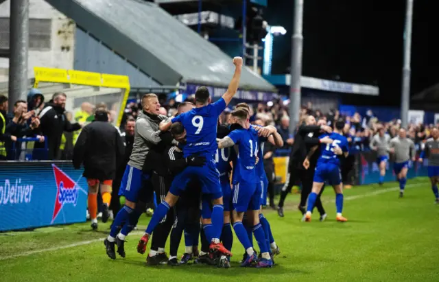 Darvel celebrate taking a surprise lead at Recreation Park