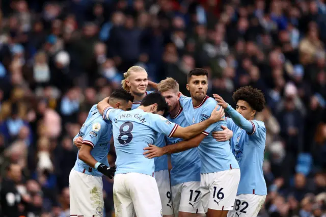 Erling Haaland of Manchester City celebrates