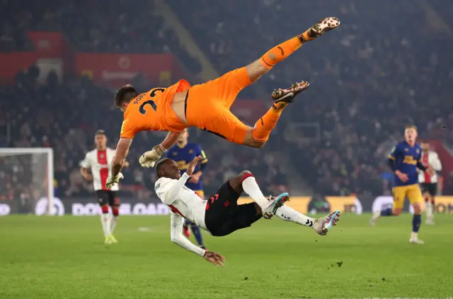 Southampton's Moussa Djenepo in action with Newcastle United's Nick Pope