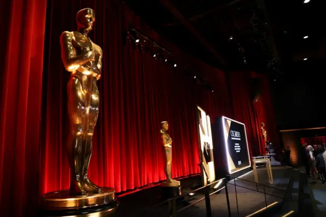 An Oscar statue is pictured ahead of the announcement of the 95th Oscars Nominations