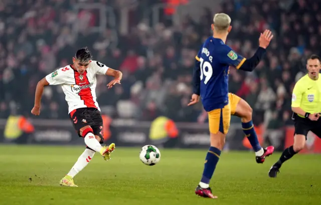 Southampton's Carlos Alcaraz shoots against Newcastle