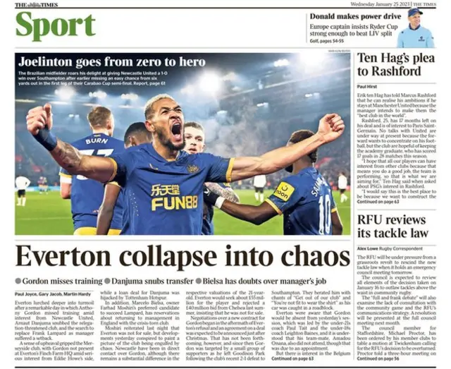 Times main sport page