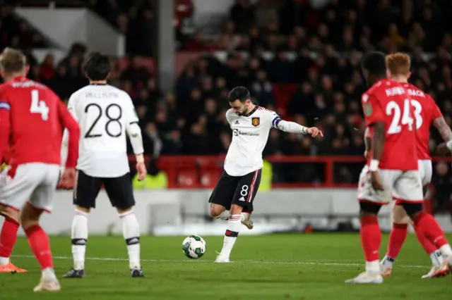 Bruno Fernandes scores against Nottingham Forest