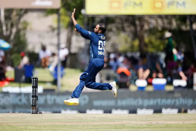England bowler Adil Rashid bowls in the first ODI against South Africa