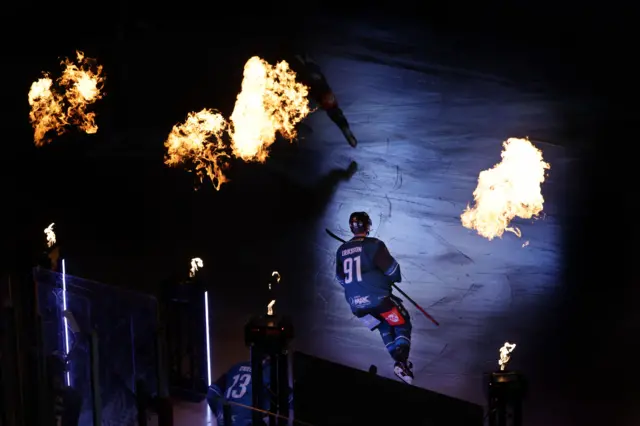 Belfast Giants Henrik Eriksson skates onto the ice