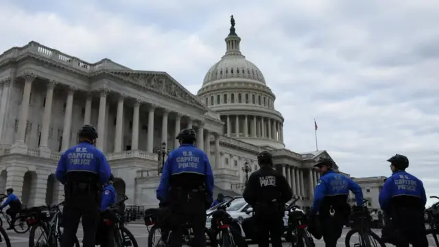 Police outside the US Capitol on January 6th 2023