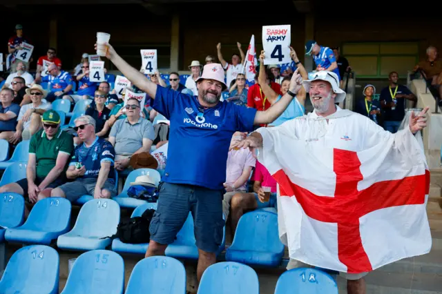 England fans celebrate a boundary