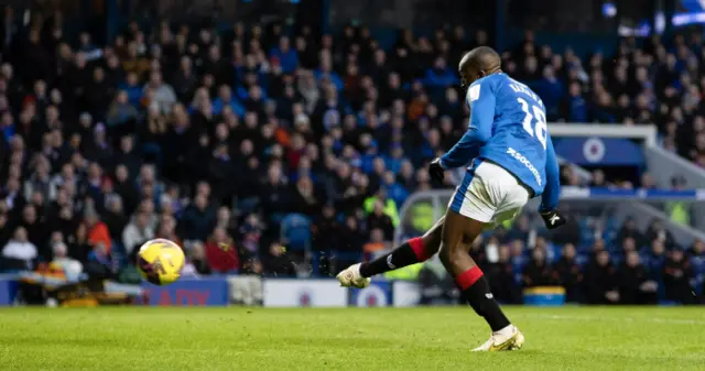 Glen Kamara strokes home the second goal for Rangers