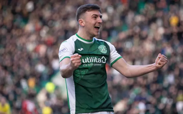 Hibs' Josh Campbell celebrates